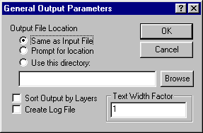 Output Parameters dialog box
