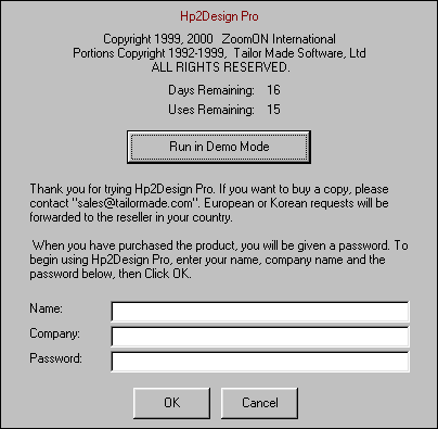 Registration dialog box